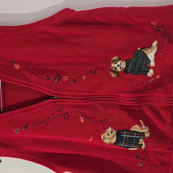 Vintage/Retro 90's Red Cotton Blend Cottagecore Vest with Dog Embroidery - Picture 2 of 11